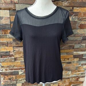 H&M Elegant Black Sheer Panel Top